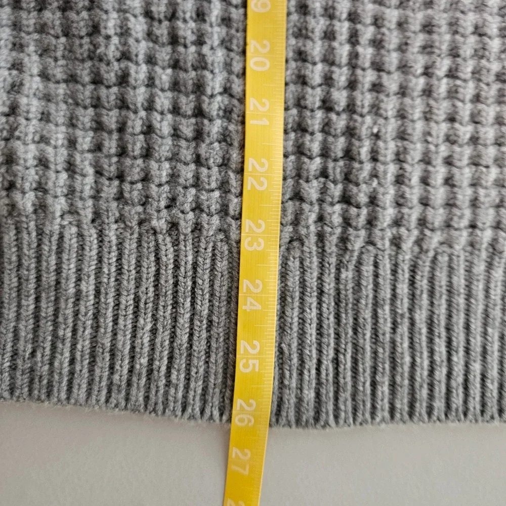 LL Bean Signature Mens Sweater Large Gray Merino Cashmere Shawl Chunky Knit Prep